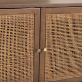 Grier Medium Brown Wood W/ Cane Media Console by Mercana at Eve Furniture