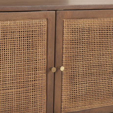 Grier Medium Brown Wood W/ Cane Media Console by Mercana at Eve Furniture