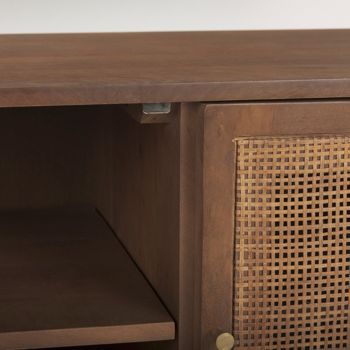 Grier Medium Brown Wood W/ Cane Media Console by Mercana at Eve Furniture