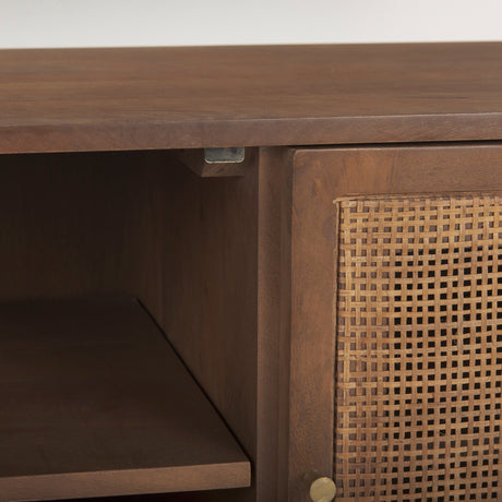 Grier Medium Brown Wood W/ Cane Media Console by Mercana at Eve Furniture