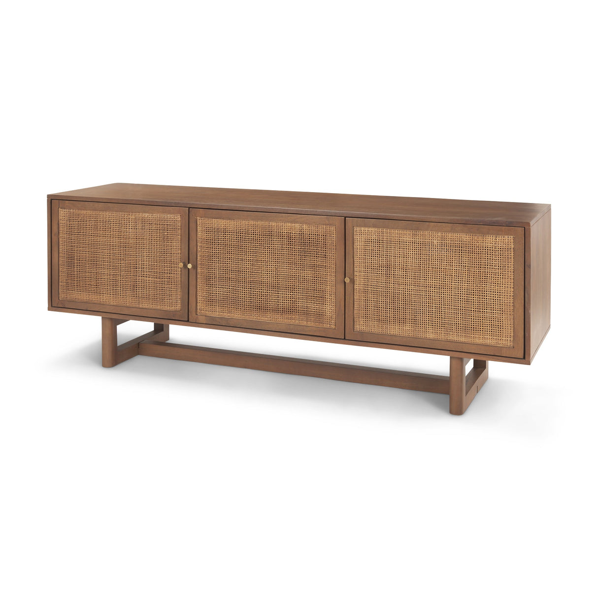 Grier Medium Brown Wood W/ Cane Media Console by Mercana at Eve Furniture