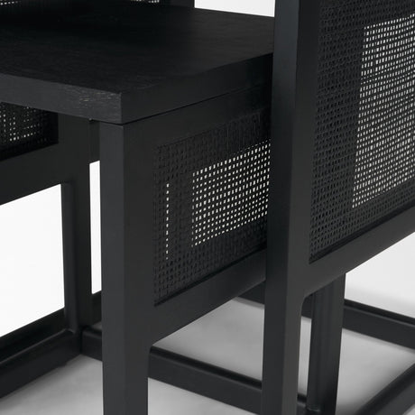 Grier Set of 2 Black Wood w/ Black Cane Nesting Accent Tables by Mercana at Eve Furniture