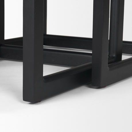 Grier Set of 2 Black Wood w/ Black Cane Nesting Accent Tables by Mercana at Eve Furniture