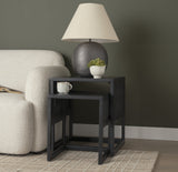 Grier Set of 2 Black Wood w/ Black Cane Nesting Accent Tables by Mercana at Eve Furniture