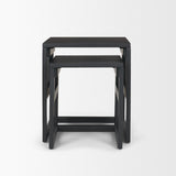 Grier Set of 2 Black Wood w/ Black Cane Nesting Accent Tables by Mercana at Eve Furniture