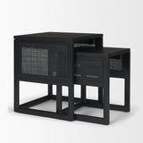 Grier Set of 2 Black Wood w/ Black Cane Nesting Accent Tables by Mercana at Eve Furniture