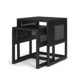 Grier Set of 2 Black Wood w/ Black Cane Nesting Accent Tables by Mercana at Eve Furniture