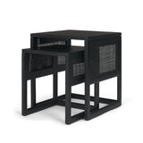 Grier Set of 2 Black Wood w/ Black Cane Nesting Accent Tables by Mercana at Eve Furniture
