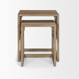 Grier Set of 2 Light Brown Solid Wood w/ Cane Nesting Accent Tables by Mercana at Eve Furniture