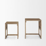 Grier Set of 2 Light Brown Solid Wood w/ Cane Nesting Accent Tables by Mercana at Eve Furniture