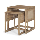 Grier Set of 2 Light Brown Solid Wood w/ Cane Nesting Accent Tables by Mercana at Eve Furniture