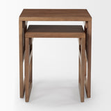 Grier Set of 2 Medium Brown Solid Wood w/ Cane Nesting Accent Tables by Mercana at Eve Furniture