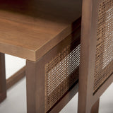 Grier Set of 2 Medium Brown Solid Wood w/ Cane Nesting Accent Tables by Mercana at Eve Furniture