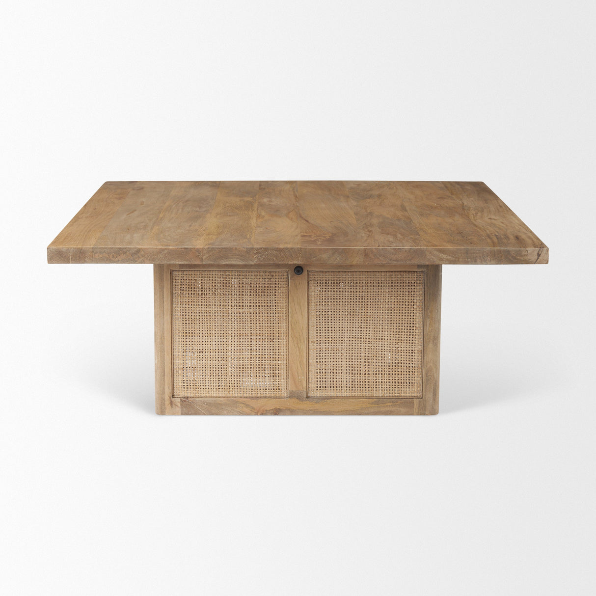 Grier Square Light Brown Wood w/ Cane Coffee Table by Mercana at Eve Furniture