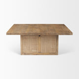 Grier Square Light Brown Wood w/ Cane Coffee Table by Mercana at Eve Furniture