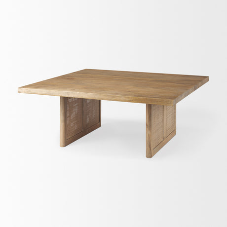 Grier Square Light Brown Wood w/ Cane Coffee Table by Mercana at Eve Furniture