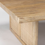 Grier Square Light Brown Wood w/ Cane Coffee Table by Mercana at Eve Furniture
