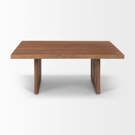 Grier Square Medium Brown Solid Wood w/ Cane Coffee Table by Mercana at Eve Furniture