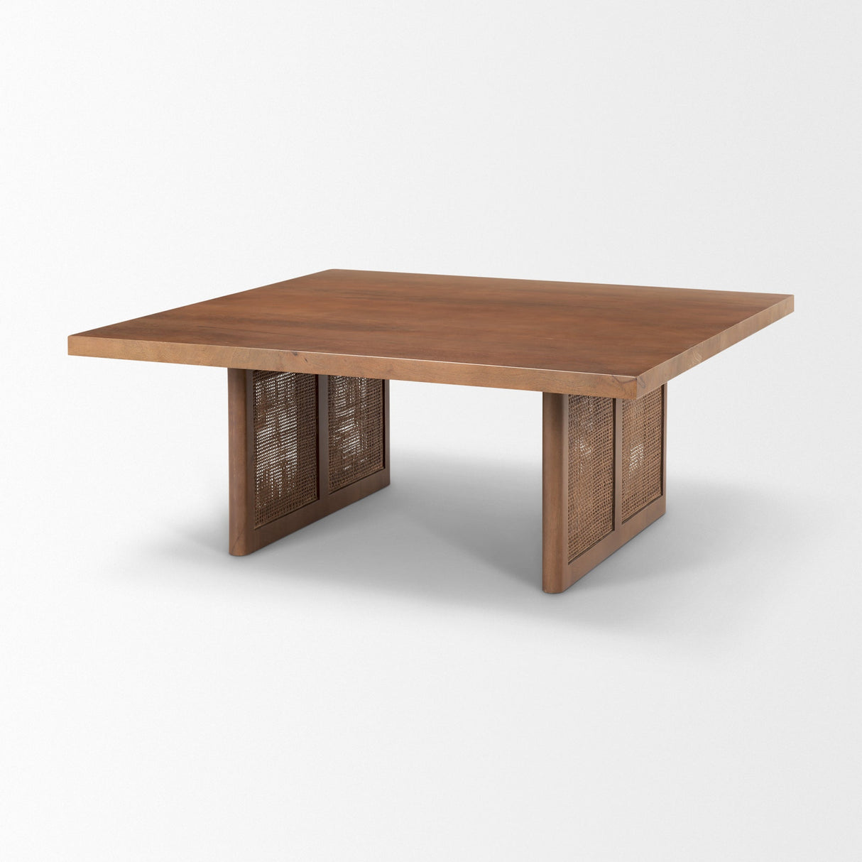 Grier Square Medium Brown Solid Wood w/ Cane Coffee Table by Mercana at Eve Furniture