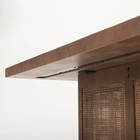 Grier Square Medium Brown Solid Wood w/ Cane Coffee Table by Mercana at Eve Furniture