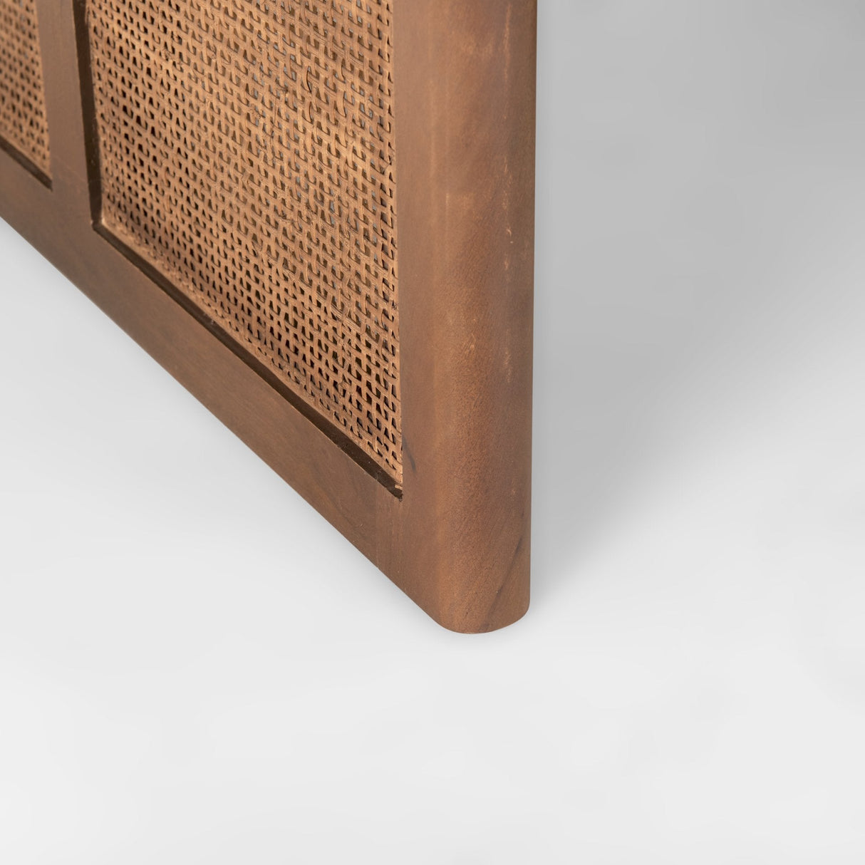 Grier Square Medium Brown Solid Wood w/ Cane Coffee Table by Mercana at Eve Furniture