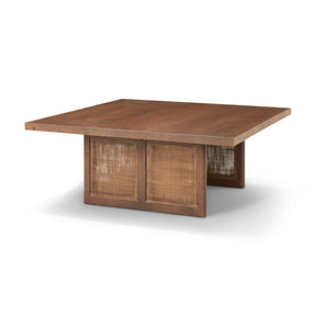 Grier Square Medium Brown Solid Wood w/ Cane Coffee Table by Mercana at Eve Furniture