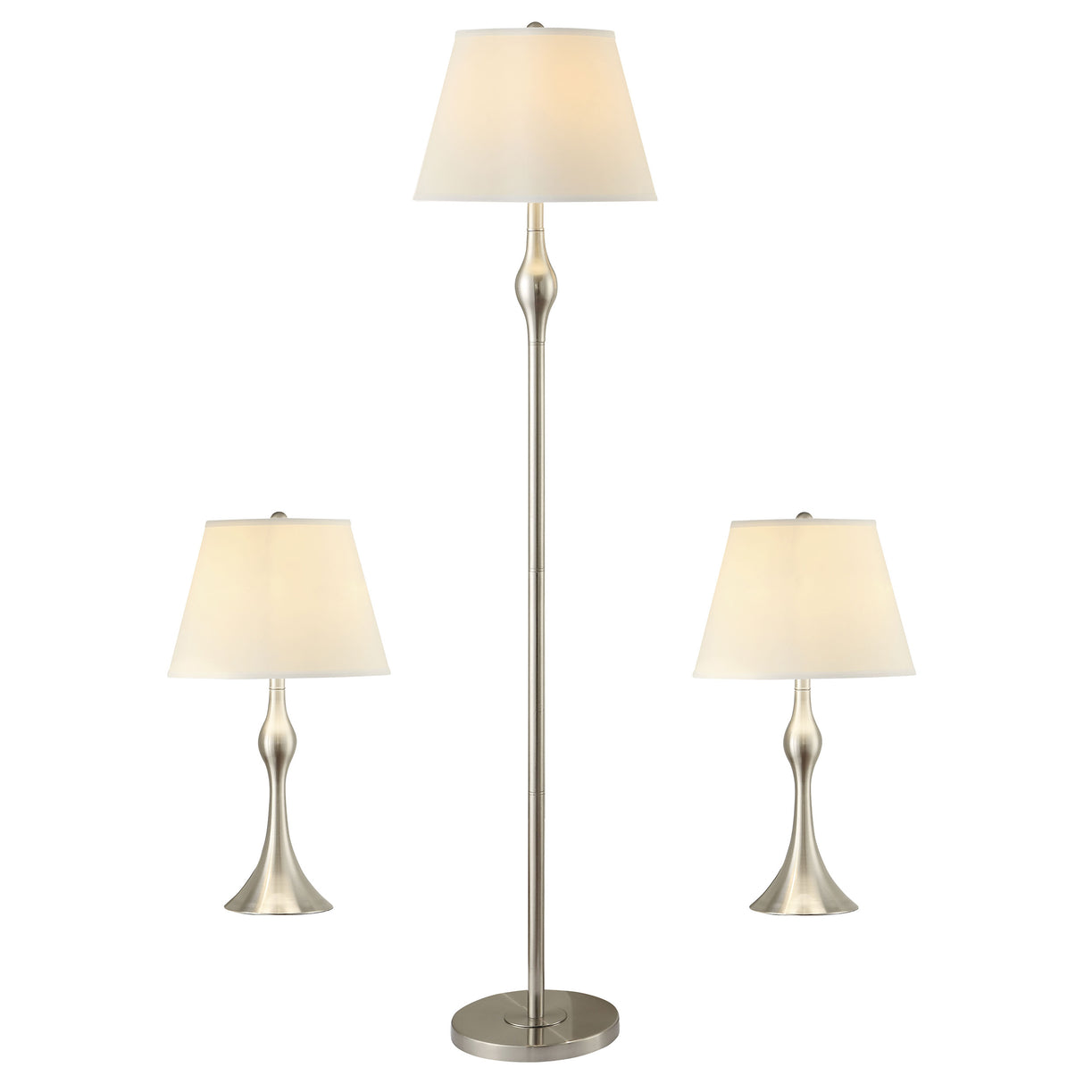 Griffin 3-piece Floor and Table Lamp Set Brushed Nickel by Coaster at Eve Furniture