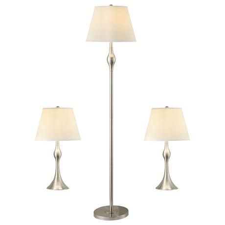 Griffin 3-piece Floor and Table Lamp Set Brushed Nickel by Coaster at Eve Furniture