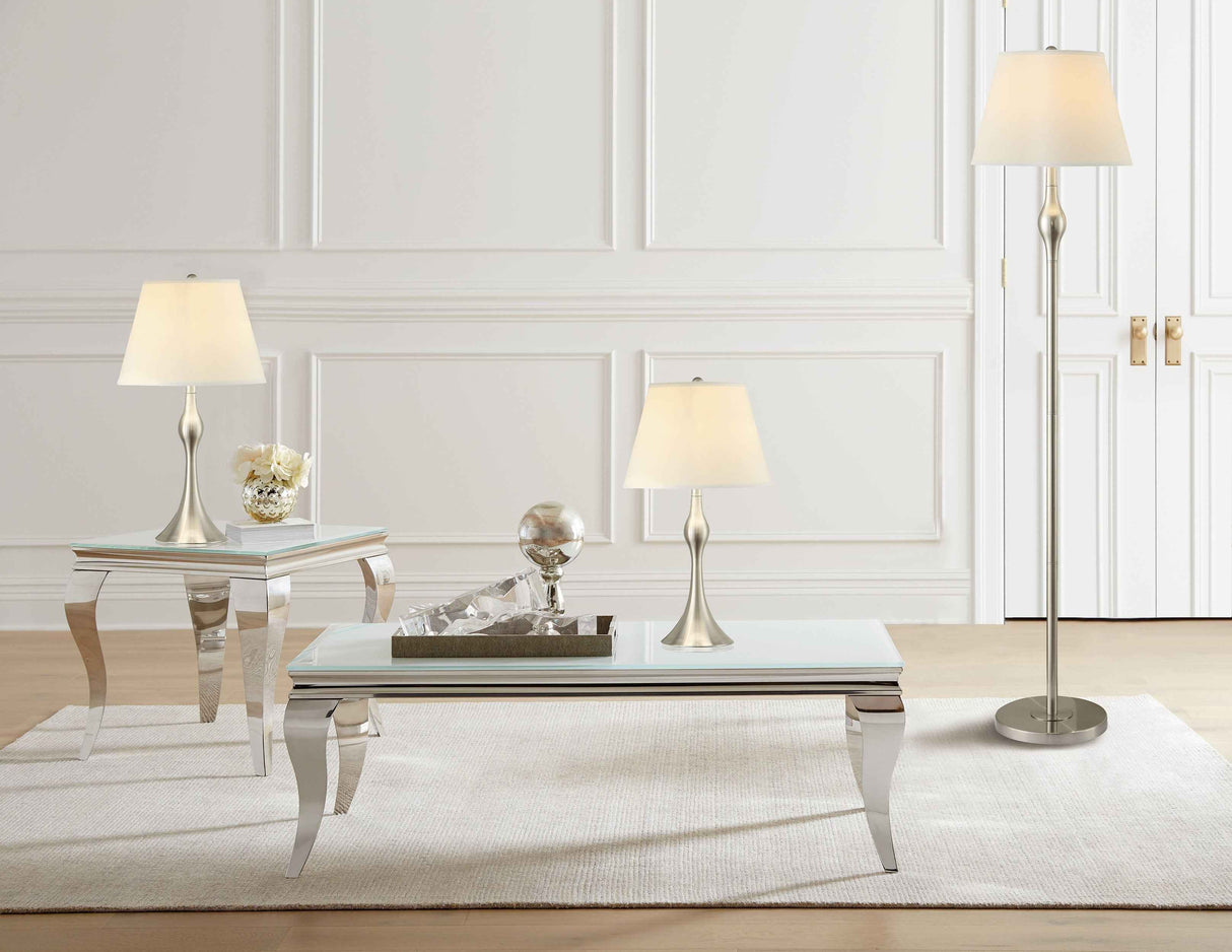 Griffin 3-piece Floor and Table Lamp Set Brushed Nickel by Coaster at Eve Furniture