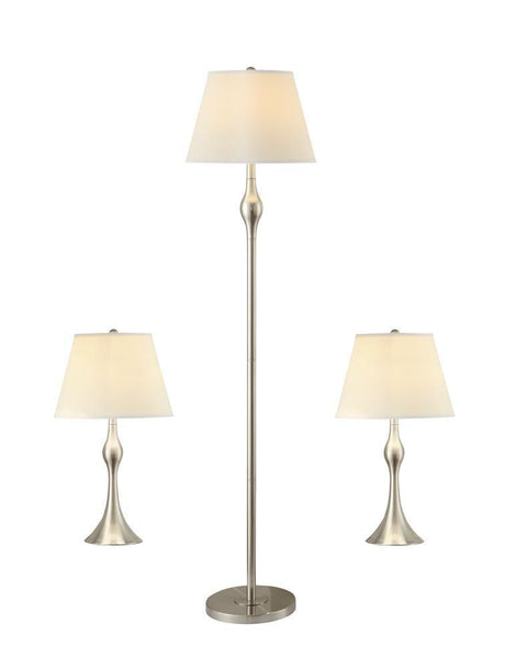 Griffin Brushed Nickel 3-Piece Slender Lamp Set by Coaster at Eve Furniture