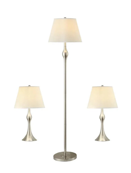 Griffin Brushed Nickel 3-Piece Slender Lamp Set by Coaster at Eve Furniture