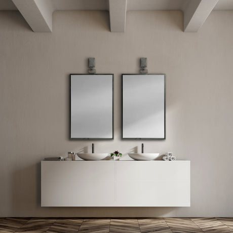 Grimm Rectangular Gray Metal Frame Mirror by Mercana at Eve Furniture