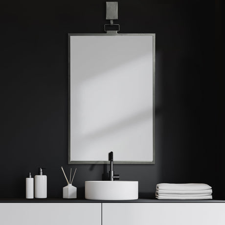 Grimm Rectangular Gray Metal Frame Mirror by Mercana at Eve Furniture