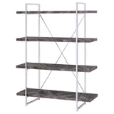 Grimma Rustic Gray Herringbone 4-Shelf Bookcase