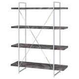 Grimma Rustic Gray Herringbone 4-Shelf Bookcase