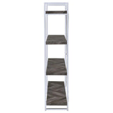 Grimma Rustic Gray Herringbone 4-Shelf Bookcase by Coaster at Eve Furniture