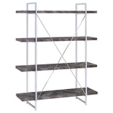 Grimma Rustic Gray Herringbone 4-Shelf Bookcase by Coaster at Eve Furniture