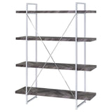 Grimma Rustic Gray Herringbone 4-Shelf Bookcase by Coaster at Eve Furniture