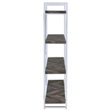 Grimma Rustic Gray Herringbone 4-Shelf Bookcase by Coaster at Eve Furniture