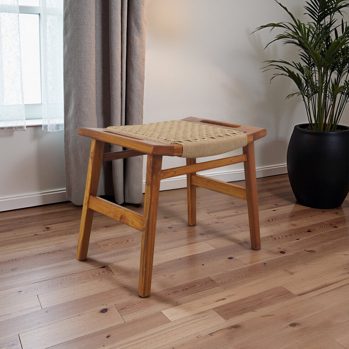 Grit Rustic Solid Wood Frame Loom Stool by Ashcroft Furniture at Eve Furniture