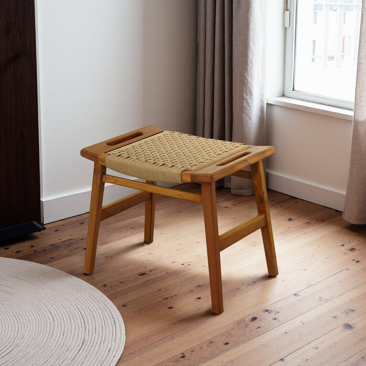 Grit Rustic Solid Wood Frame Loom Stool by Ashcroft Furniture at Eve Furniture