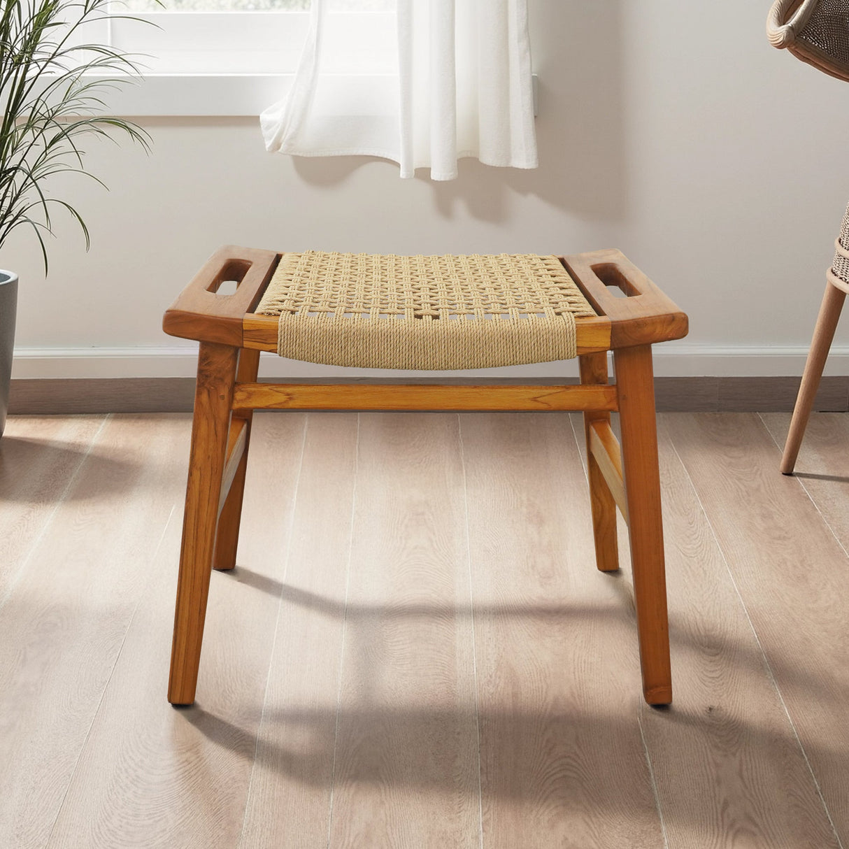 Grit Rustic Solid Wood Frame Loom Stool by Ashcroft Furniture at Eve Furniture