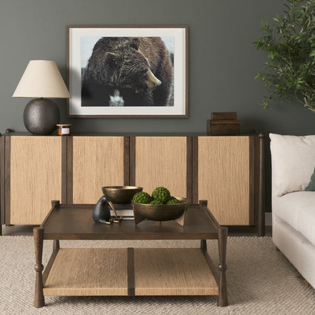 Grizzly Bear by Chad Mackay a Hand Embellished Textured Framed Photo Art Print Matted under Glass by Mercana at Eve Furniture