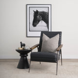 Grosjean Black Leather w/ Black Metal Frame Accent Chair by Mercana at Eve Furniture