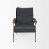 Grosjean Black Leather w/ Black Metal Frame Accent Chair by Mercana at Eve Furniture