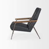 Grosjean Black Leather w/ Black Metal Frame Accent Chair by Mercana at Eve Furniture