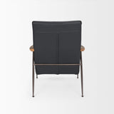 Grosjean Black Leather w/ Black Metal Frame Accent Chair by Mercana at Eve Furniture