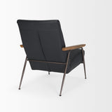 Grosjean Black Leather w/ Black Metal Frame Accent Chair by Mercana at Eve Furniture