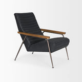 Grosjean Black Leather w/ Black Metal Frame Accent Chair by Mercana at Eve Furniture