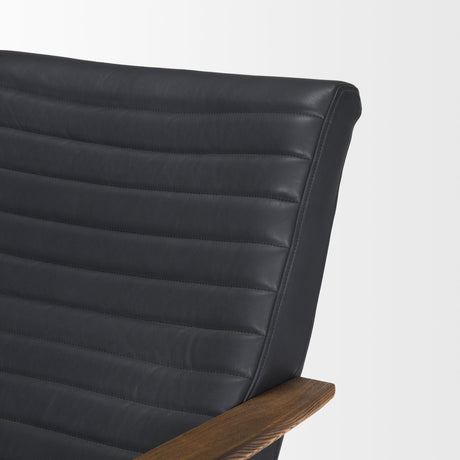 Grosjean Black Leather w/ Black Metal Frame Accent Chair by Mercana at Eve Furniture